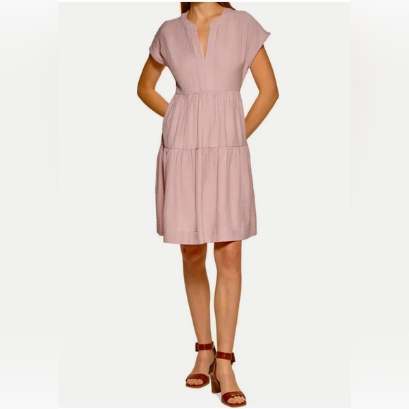 Calvin Klein Dresses & Skirts - Calvin Klein, 12, Tiered Pink A-Line Cap Sleeve Dress